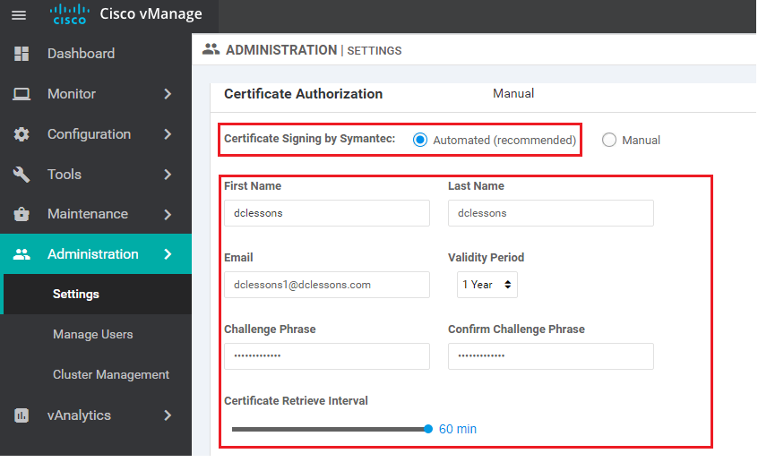 Configure vManage & Generate Certificate - DCLessons